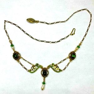 Faux Vintage Green Glass Necklace